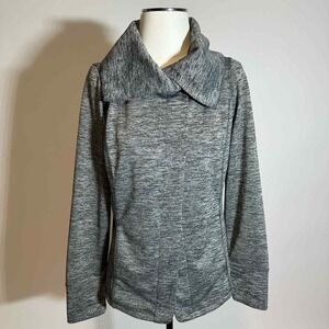Eddie Bauer Gray Open Front Snap Cowl Neck Active Wrap Womens Size Medium M
